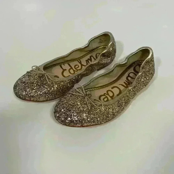 Sam Edelman Shoes - Sam Edelman Felicia Ballet Slippers Glitter Leather Women Size 7.5